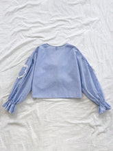 Ladies Casual Striped Shirt For Vacation, Front Bow Tie Collar, Heart Shape Lace Patchwork Pocket, Suitable For Autumn